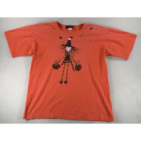 L.A. Artwear Tops - Women's Vintage La Artwear Halloween Witch Pumpkin Top T-Shirt Size XL READ